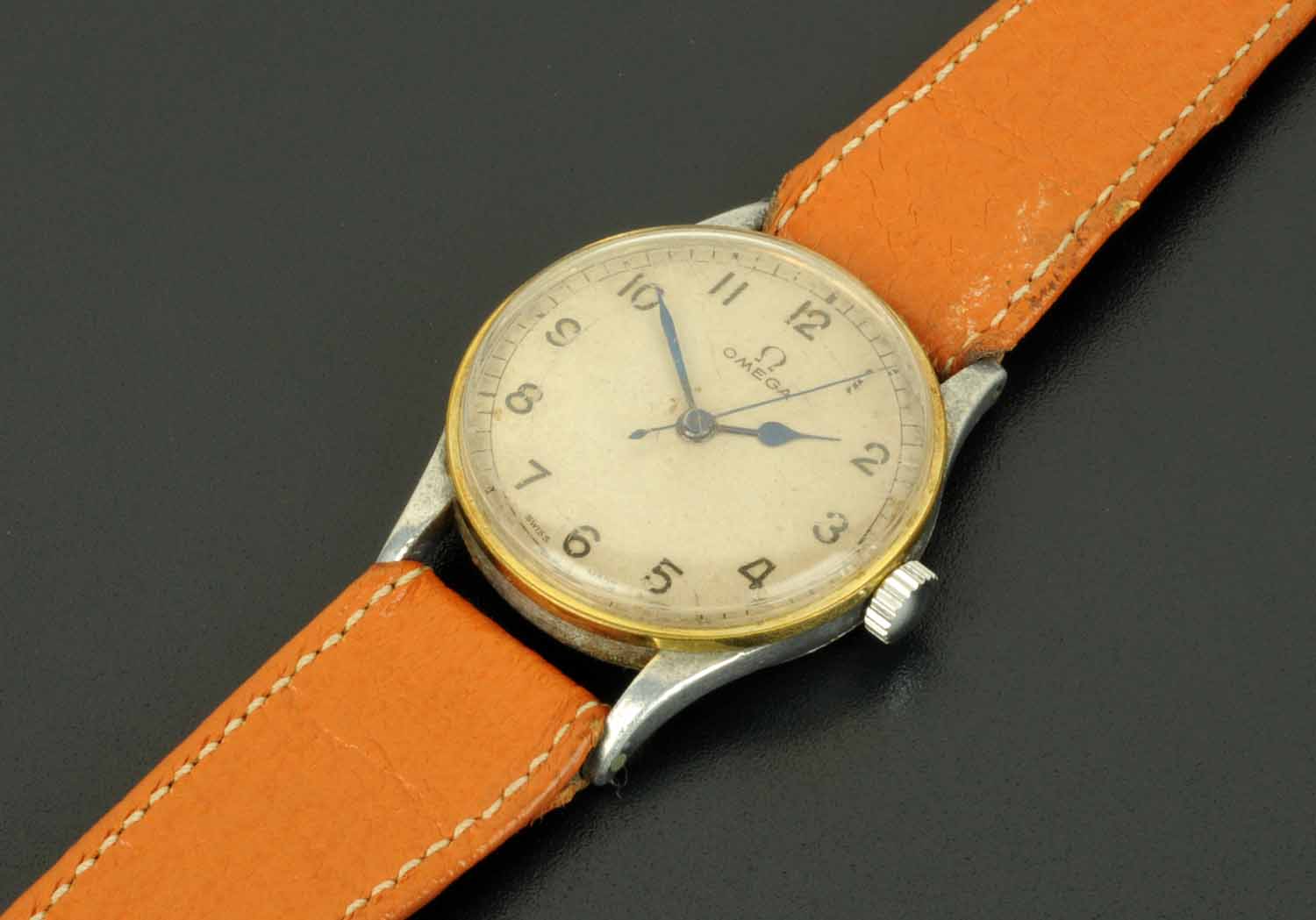 A vintage Omega gentleman's wristwatch, with Arabic numerals and centre seconds,