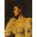 Emma Belloc (Fl. 1895-1911), oil on canvas, portrait of Lady Carlile.  67.5 cm x 49.5 cm (see