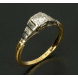 An 18 ct gold diamond and platinum solitaire ring, size K. CONDITION REPORT: The diameter of the