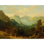 English School (early 19th century), oil painting on board, "View in Borrowdale,