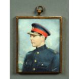 Longworth, portrait miniature on ivory, watercolour, an Officer.  4 ins x 3 ins, in metal frame.