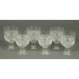 A set of six cut glass rummers,