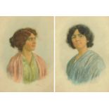 Victtorio Marusso, pair of watercolour portraits.  12.