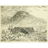 Alfred Wainwright (1907-1991), original pen and ink drawing, "Esk Hause Shelter".