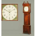 An early 19th century oak and mahogany crossbanded longcase clock,