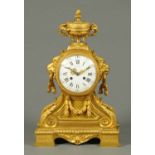 A 19th century French mantle clock by Lachenal of Paris, with enamelled dial,