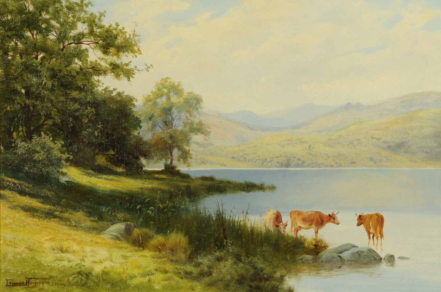 Edward Horace Thompson (1879-1949), oil on canvas, "Full Summer, Rydal Water".  11.