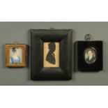 Two small portrait miniatures, lady and gentleman, watercolour on ivory, each in gilt frame,