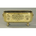 A brass planter, late Victorian, oval,