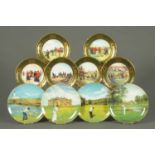 A collection of ten golfing interest plates, six Spode "The Antique Golf Series" 1-6,