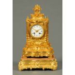 A 19th century French clock, ormolu, with two-train striking movement,