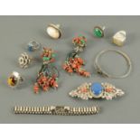 A collection of silver coloured Ethnic jewellery, rings, bangles, necklace, etc.