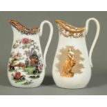 Two 19th century ware jugs, one printed with Ophelia the other with an Oriental scene.