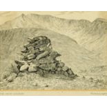 Alfred Wainwright (1907-1991), original pen and ink drawing, "Stob Choire Claurigh".  6 ins x 7.