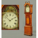 An early 19th century oak and mahogany crossbanded longcase clock,