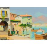 Doyly John, oil painting on canvas, Mediterranean coastal scene.  9.25 ins x 13 ins (see