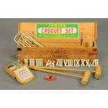 A Jaques croquet set, pine cased.  CONDITION REPORT: The croquet set is in good condition.