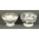 Two 19th century rum butter bowls, one in the Singapore pattern, diameter 10 ins,