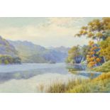 Albert Rosser, watercolour, "Derwentwater".  7 ins x 10 ins, framed, signed (see illustration).