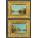 A pair of late 19th century Venetian oil paintings on canvas, Grand Canal scenes.  15.