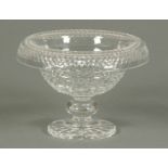 A heavy Waterford Crystal bowl, with folded rim and star cut base, etched mark.  Diameter 9.75