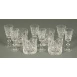 A set of four Edinburgh Crystal tumblers, and six crystal sherry glasses.