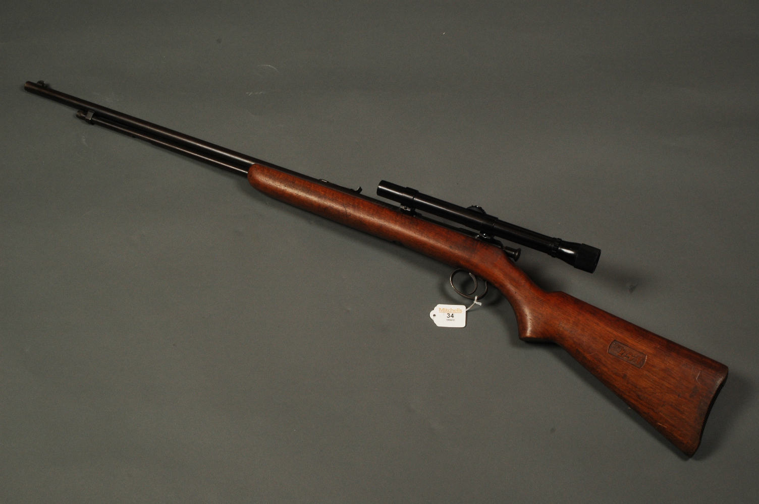 BSA Sportsman 15 .22 LR rim fire rifle, bolt action, modified and fitted with scope.  Serial No.