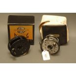 J.W. Young Pridex trout fly reel, diameter 3.75 ins, and Youngs Beaudex Norris Shakespeare trout