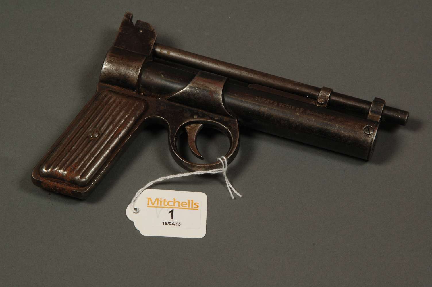 Webley Junior Pre-War .177 air pistol, circa 1930.  Length 7.5 ins. Serial No. J22449.