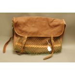 Brown canvas game bag.  Height 36 cm.
