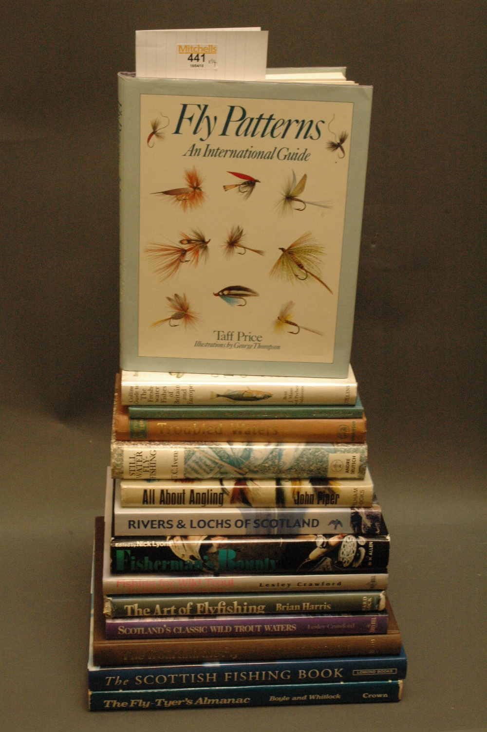 14 books, freshwater fishing, including "Fly Patterns" by Taff Price with letter from Taff Price.