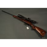 CZ 527 .222 centre fire rifle, bolt action, detachable magazine, stock fitted with swivels for