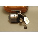 Abumatic 290 closed face reel with leatherette pouch.