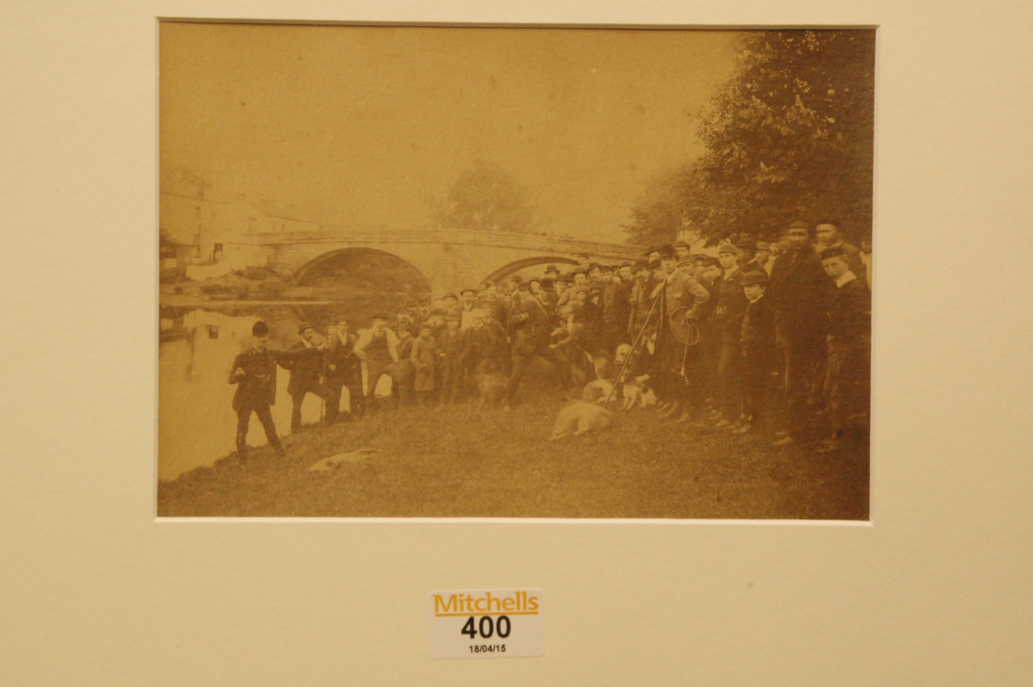 Hunt photograph possibly The Carlisle Otterhounds in Appleby, circa 1860.  15 cm x 21 cm, stamp