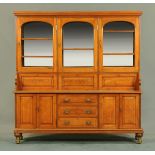 A Victorian walnut chemists cabinet, with series of glazed cupboards, fall front cabinets