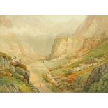 W.A. Beech, watercolour, "Pass of Llanberis, Wales 1891".  26 cm x 36 cm, framed, signed and dated.