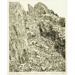 Alfred Wainwright, pen and ink drawing, "Lords Rake, Scafell, Lower Section".