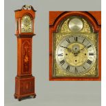 A 19th century mahogany longcase clock, with three-train movement striking on a series of bells,