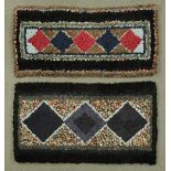 * Two rag mats, one with five diamonds to the centre, North Eastern.  Largest 81 cm x 138 cm.