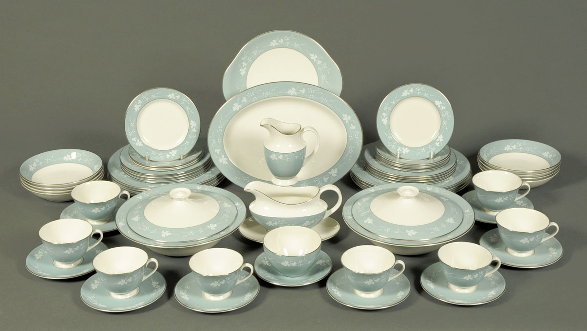 A Royal Doulton dinner service, Reflections pattern, comprising oval platter, circular platter,