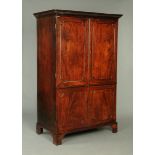 A George III mahogany wardrobe, large form,