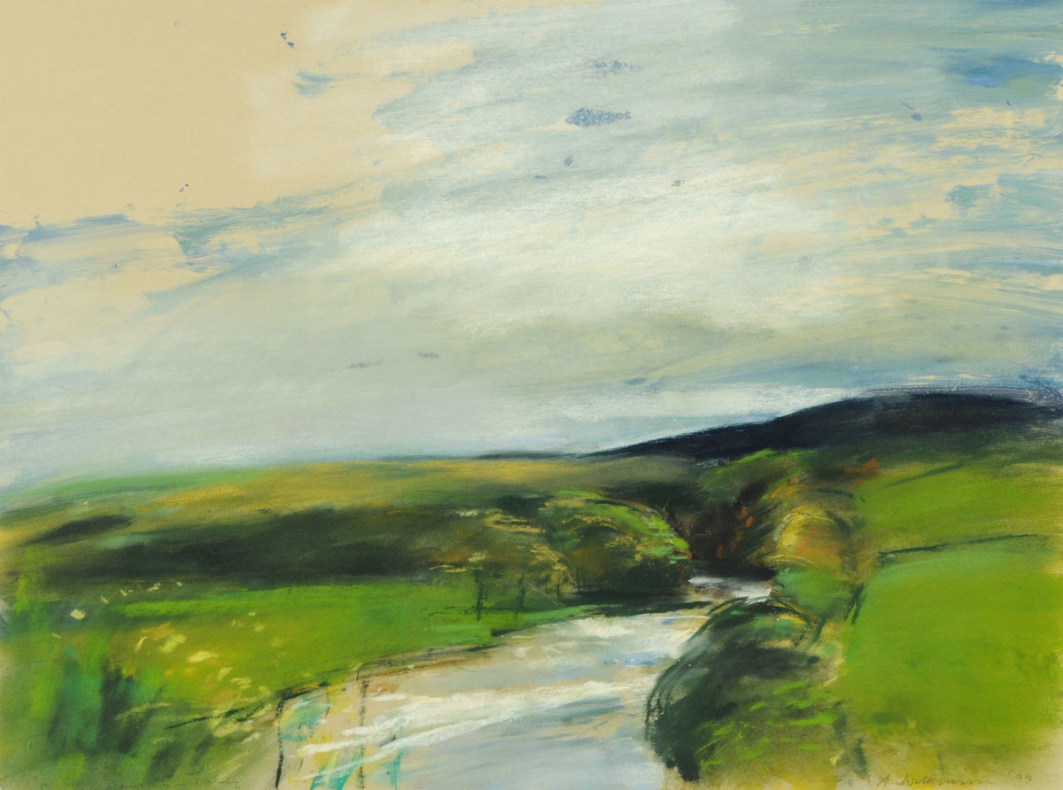 * Donald Wilkinson (20th/21st century), pastel, river landscape, 52.