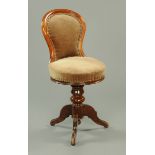 A Victorian mahogany cellists chair,