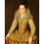 * English School (early 17th century), oil on panel, portrait of Lady Parker (nee Mary Senhouse),