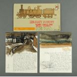 * Percy Kelly, illustrated two page letter, with watercolour to each page,