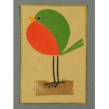 * Percy Kelly, greetings card, printed with a robin, Christmas 1981, 15.5 cm x 10.