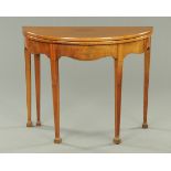 A 19th century mahogany demi-lune card table,