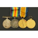 Two pairs of World War One medals, to brothers "265041 Private P.T.