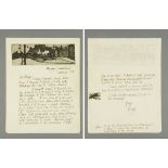 * Percy Kelly, illustrated letter, etching Allonby, Cumberland, 17th August.