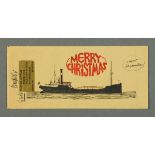 * Percy Kelly, watercolour illustrated envelope, "Merry Christmas".